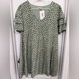 JODIFL Sage Green Dress with White Polka Pattern